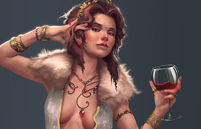 NPC character concept of the Queen of Dusk, one of the twin queens of New Avalon.