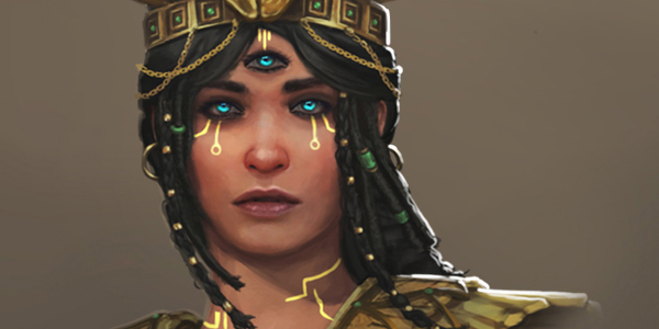 Character concept of a female prophet of ancient egypt. Includes her awakened form.